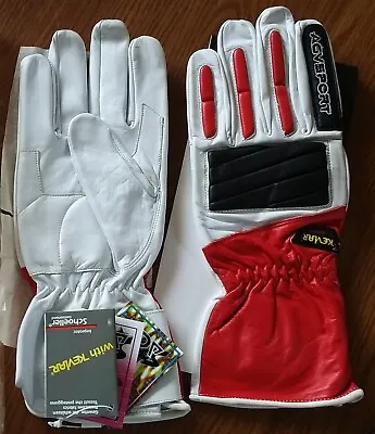 AGV Corsa Kevlar Reinforced Leather White Red Black Size 2 XL Motorcycle Gloves • $49.99