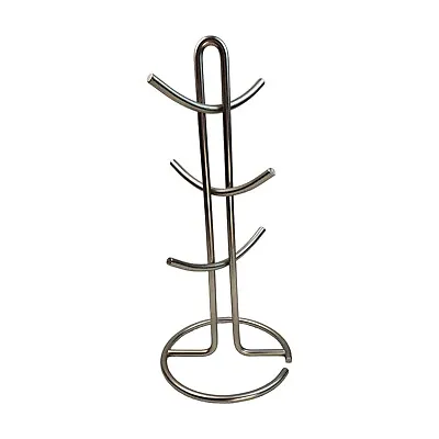 Mug Hanger Tree Stand Euro Modern Design Satin Nickel Finish 6 Hooks • $19.99