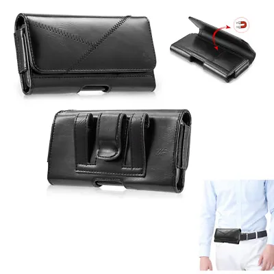 Genuine Leather Horizontal Carrying Pouch Case Belt Clip Holster For Cell Phones • $9.49