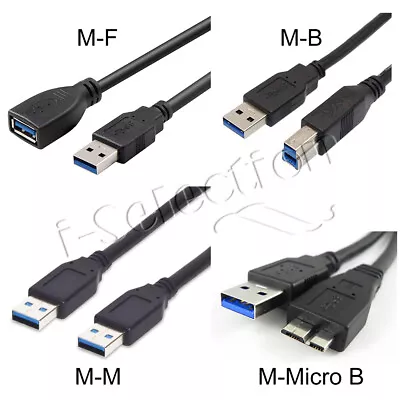 USB 3.0 Data Transfer Extension / Printer Cable Super-Speed 0.5m 1m 1.5m 2m 3m • $11.99