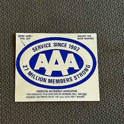 Vintage Sticker AAA Bumper Sticker 27 Million Members Strong Silver Blue Oval • $7.99