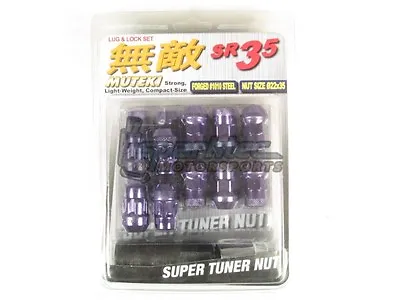 Muteki SR35 Extended Closed Ended Wheel Tuner Lug Nuts Chrome Purple 12x1.25mm • $75.49