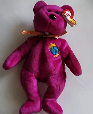 Ty Beanie Baby Millennium “Millenium” Bear (1999 Retired) With Tag ERRORS • $200000