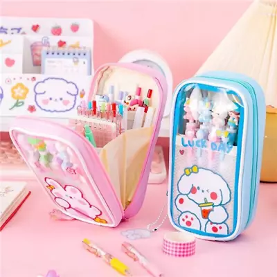 Transparant Pencil Case Cartoon Large Capacity Kawaii Pen Bag Cute Box For Girls • $15.99