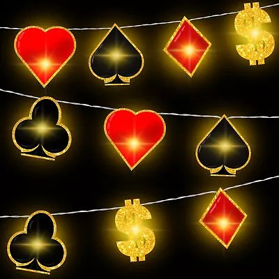 Casino Theme Party Decorations Las Vegas Poker Party Supplies 20 LED 10 Ft Ca... • $24.01