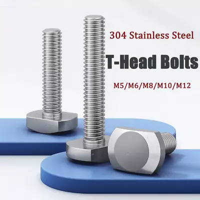 304 Stainless Steel T-Head Bolts M5-M16 A2 T-Track Bolts For Washers & Nuts • $7.86