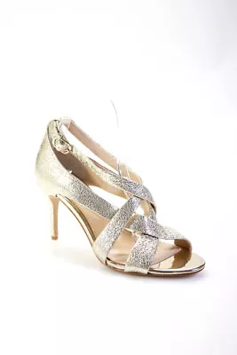 Vince Camuto Womens Metallic Strappy Leather High Heels Gold Size 6 • $2.99