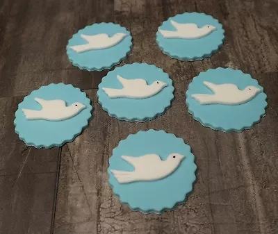 £6.50 • Buy Holy Communion Christening Dove Of Peace Handmade Cupcake Topper For Boys Blue