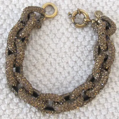 J Crew Pave Amber Rhinestone Chunky Chain Link Statement Bracelet P9 • $8.50