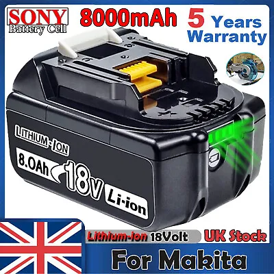 £21.99 • Buy 8.0Ah For Makita BL1830 18V 18Volt LXT Li‑Ion Cordless Battery BL1850 BL1860 UK