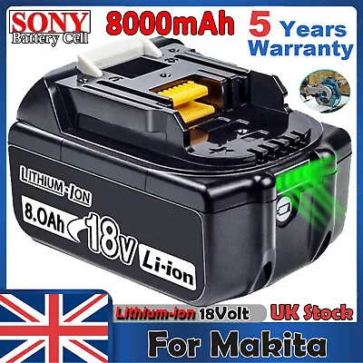 8.0Ah For Makita BL1830 18V 18Volt LXT Li‑Ion Cordless Battery BL1850 BL1860 UK • £22.49