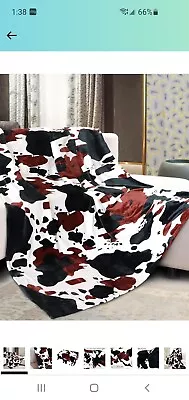 Cow Print Blanket Flannel Fleece Twin Size Blankets And Throws Fuzzy • £14.46