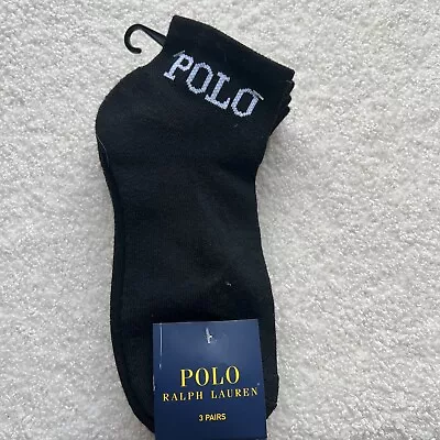 Ralph Lauren Polo Ladies Ankle Socks 3 Pack  Bnwt 3x Pairs Black Authentic • £14.99