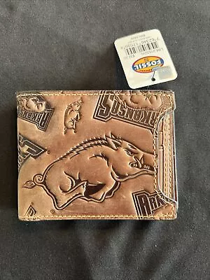 Fossil Card Wallet IML2153200 Arkansas Razorbacks Leather With Tag And ID Holder • $26.99