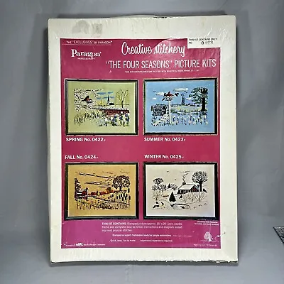 Vintage Paragon Needlepoint Embroidery Kit & Frame Summer Scene Unused Complete • $39.99