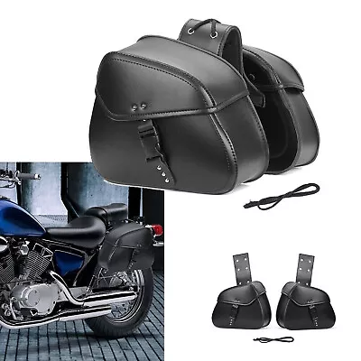 New Motorcycle Saddle Bags For Yamaha Virago XV 250 500 535 700 750 920 1100 • $59.08