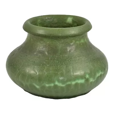 Grueby 1900s Vintage Arts And Crafts Pottery Organic Matte Green Squat Vase • $1615.50