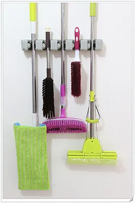 INTBUYING Wall Mount Magic Mop And Broom Holder Hanger Cleaning Tool Organizer • $10.35