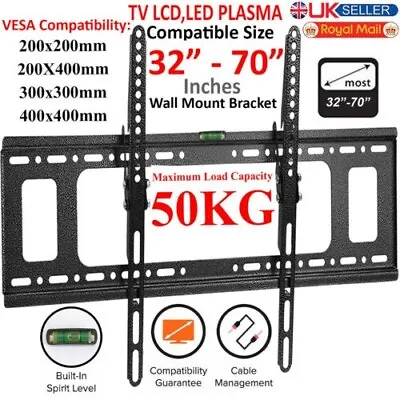 £10.75 • Buy TV Wall Tilt Bracket Mount For 32 40 42 50 55 60 65 70 Inch Plasma LCD LED UK
