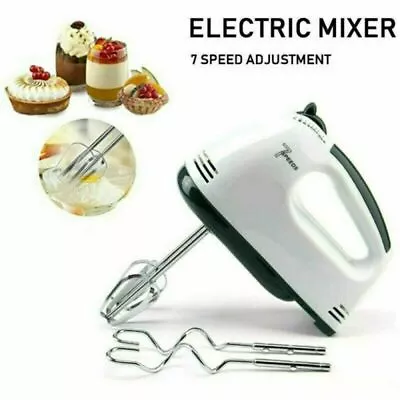 Electric Handheld Whisk 7 Speed Hand Mixer Kitchen Egg Beater Cream Cake Blender • £9.99