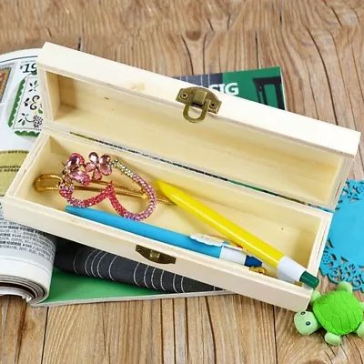 £6.66 • Buy Pencil Box Handmade Wooden Pen Case Storage Organizer Gift Base Art Decor
