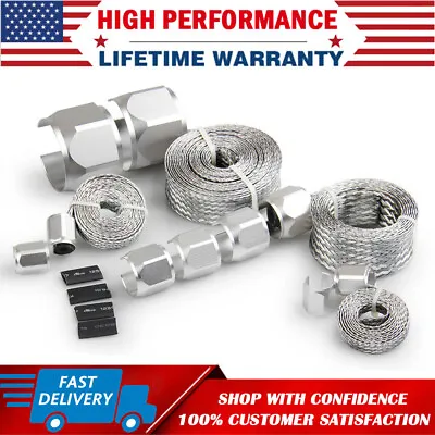 Silver Stainless Steel Engine Hose Dress Up Kit For Radiator/vacuum/fuel/oil S1 • $29.69