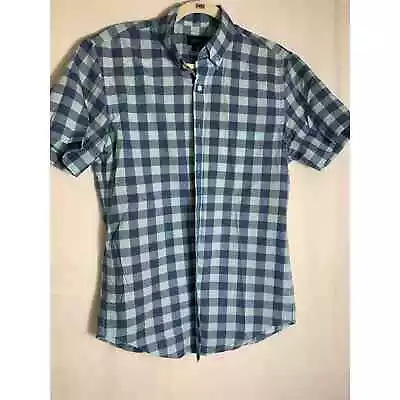 Men's J. Crew Blue Checked Short Sleeve Button Down Shirt Sz S • $5.81