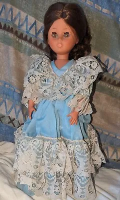 Vintage 17  Zanini Zambelli Doll ZZ Sky Blue Ruffled Gown Floral Hair Bow Italy • $22