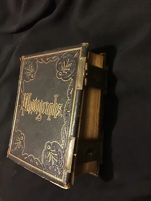  1800's Photo Album With Gold Leafed Pages Of Photos Of Tintypes/carte De Visits • $150