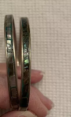Vintage Inlaid Bangles With Abalone. Small. 2 3/4 “ Width. • $8