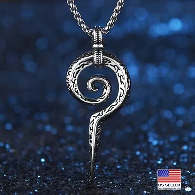 MEN Stainless Steel Chain Necklace Maya Totem Snake Scepter Amulet Pendant 1643 • $6.99