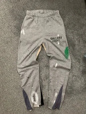 £99.99 • Buy Gallery Dept Logo Flared Cotton Sweatpants In Grey Size Small