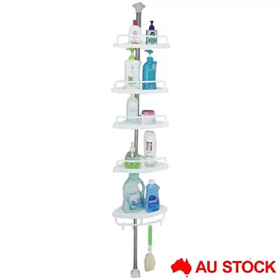 5 Tier Telescopic Shower Corner Shelf Caddy Hold Bathroom Organiser Storage Rack • $42.95