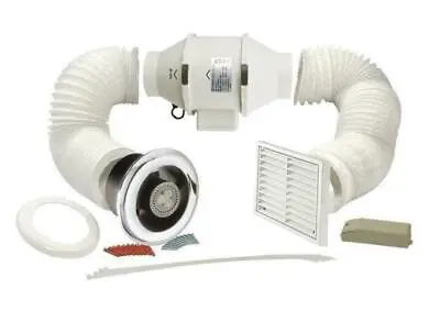 AirTech Powerful Inline Bathroom Shower Fan Kit 100mm With Timer & 3W LED Light • £84.99