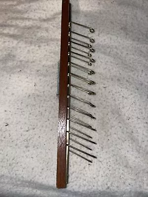 Vintage Swank Automatic Tie Rack Belt & Scarf Organizer Holds 24 Ties Wood Brass • $11.12