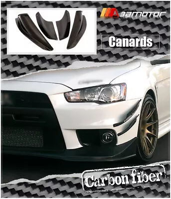 Carbon Fiber Front Bumper Side Canards 4 PCS Fits Mitsubishi Evolution X EVO 10 • $170.99