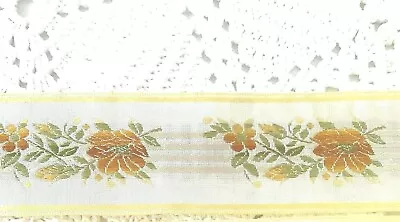 Trim French Woven Silk Orange Flower Yellow Edge Ribbon 1-1/2  Wide 1-1/2 Yards  • $14.02