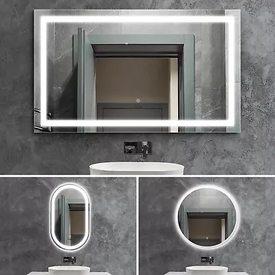 Welba LED Bathroom Mirror Anti-fog Makeup Wall Mirrors Round/Oval/Rectangle • $129.90