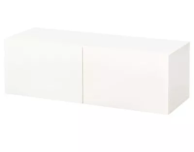 IKEA BESTA Two Door Cabinet White Gloss White Push Open Door 120cm • £20