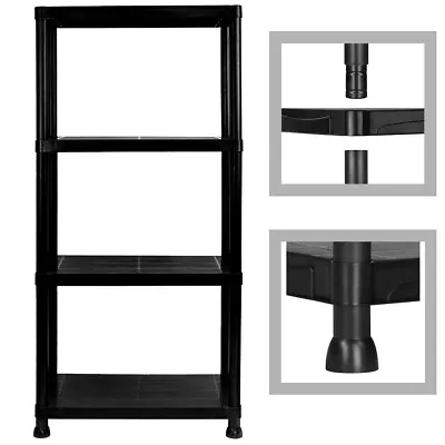 Plastic Storage Shelves 4 Tier Shelving Home Garage Organiser Shelf Rack • £20.99