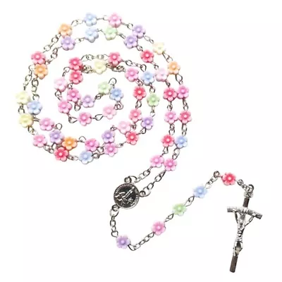 Rosary Bead Y Necklace Flower Beaded Necklaces Religious Jewelry • $17.01