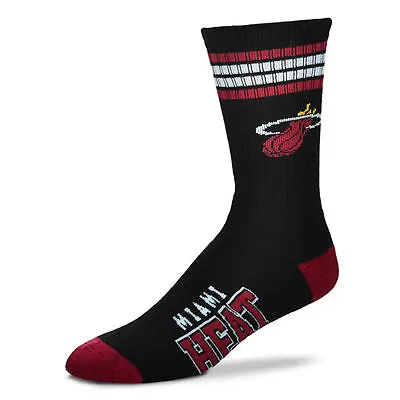 Miami Heat Men's Crew Socks Large Size 10 To 13 4 Stripe • $13