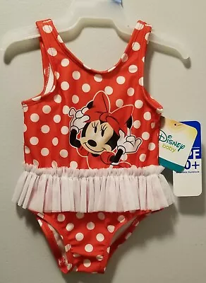 NEW GIRL'S MINNIE MOUSE ONE PIECE SWIM SUIT SIZE 3-6M 12M Or 24M DISNEY BABY • $9.99