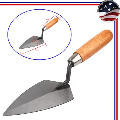 Brick Trowel Wooden Handle Pointed Blade Easy Clean Up Masonry Brick Layers Tool • $12.79