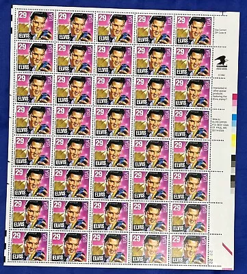 Full Sheet Of 1992 Elvis Presley Stamps Rock & Roll (40) 29 Cent Uncut NEW! • $19