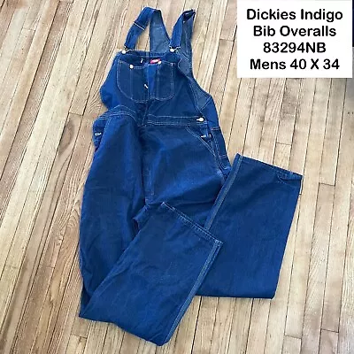 Dickies Mens Indigo Generous Fit Denim Carpenter Bib Overalls NWOT Size 40x34 • $31.99