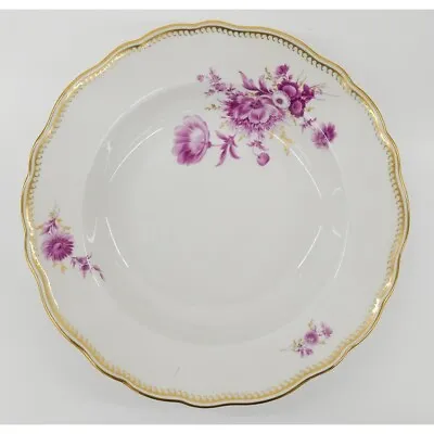 Antique Meissen Indian Pink Flower Porcelain Soup Plates - 9.5  • $139