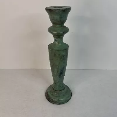 Aged Metal Candlesticks Green Patina 8” Rustic Shabby Chic Cottagecore • $18