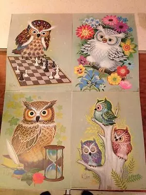 1973 K.Chin Owl Lithographs Set Of 4 • $59.12