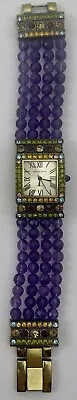 Heidi Daus Swarovski Crystal 4 Strand Purple Bead Watch Multi Color Facets • $59.95